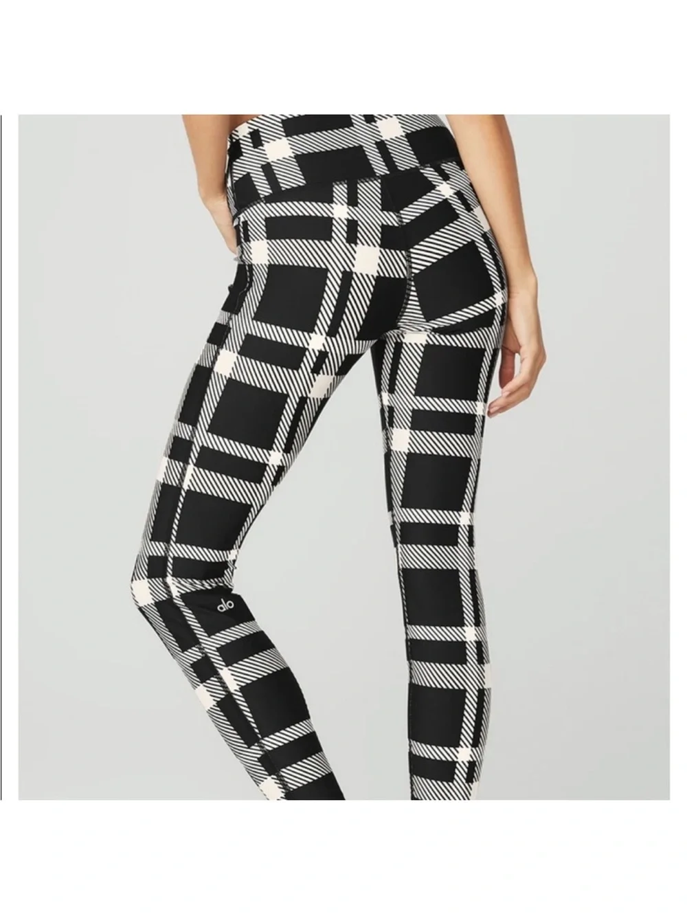 Airlift High-Waist Magnified Plaid Legging Black/ivory size S